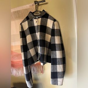 MAISON MARTÍN MARGIELA WOMENS WOOL STRICTURED BOX CUT BLACK + WHITE JACKET